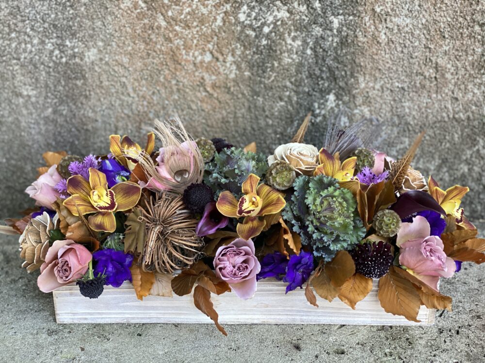 Blackberry Latte Fall Dining Floral Centerpiece