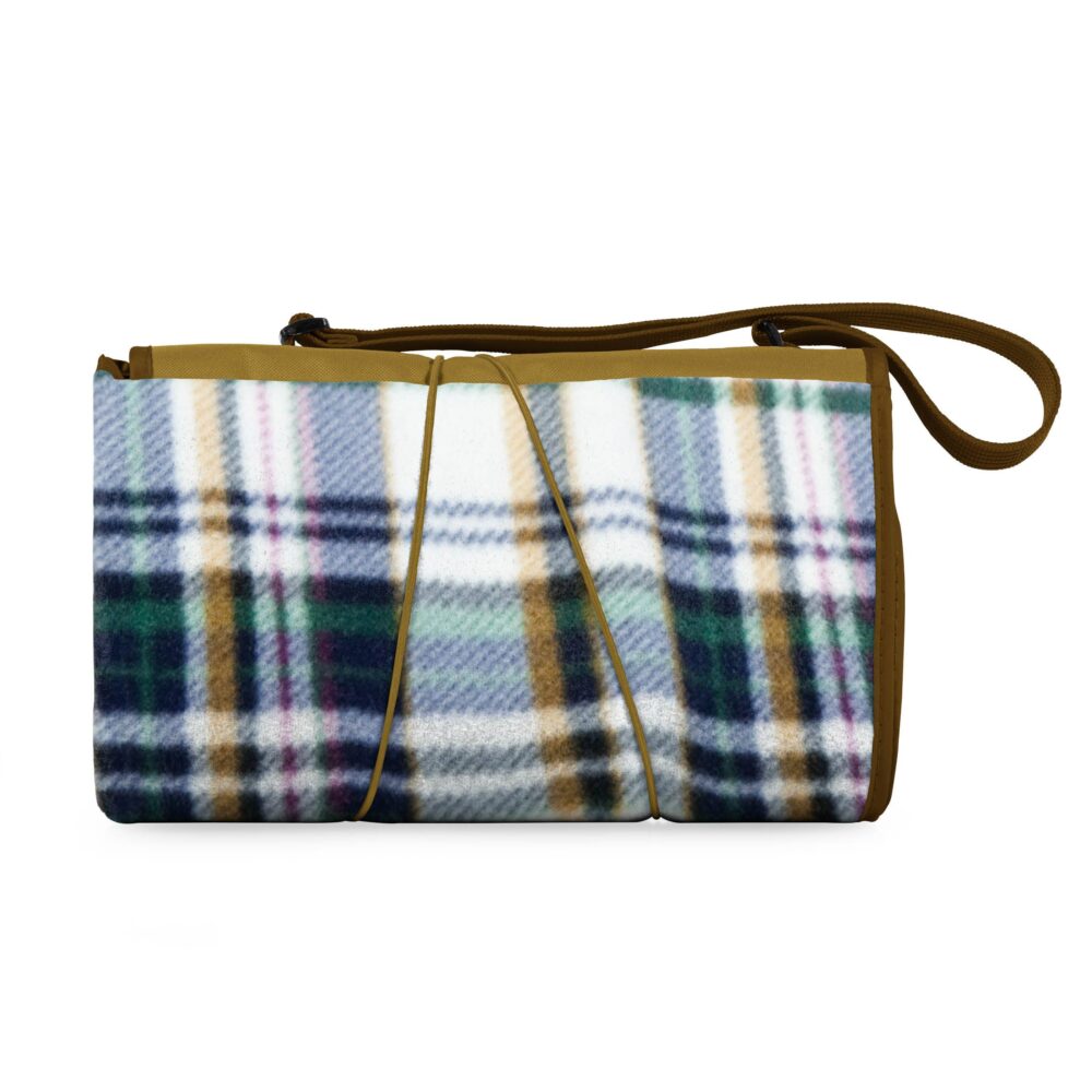 English Plaid Pattern with Beige Flap Picnic Blanket