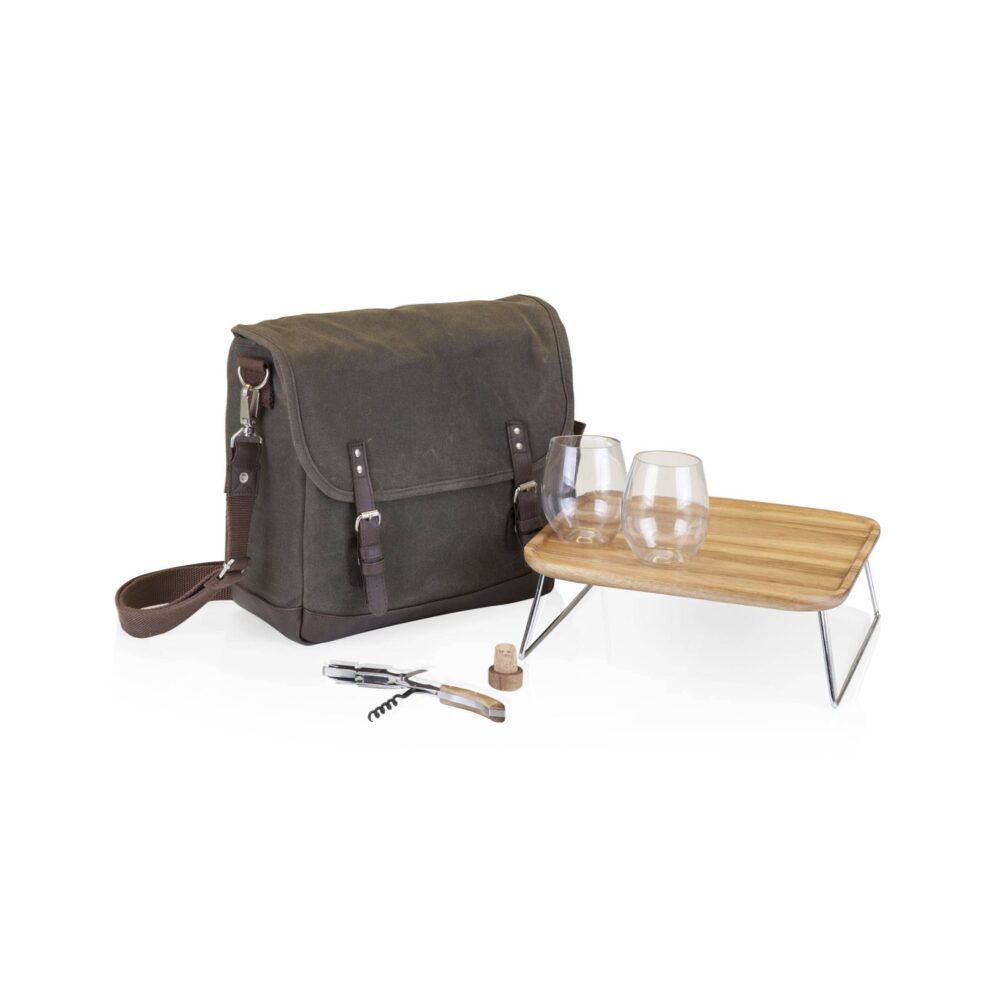 Adventure Wine Tote with Two Stemless Wine Glasses