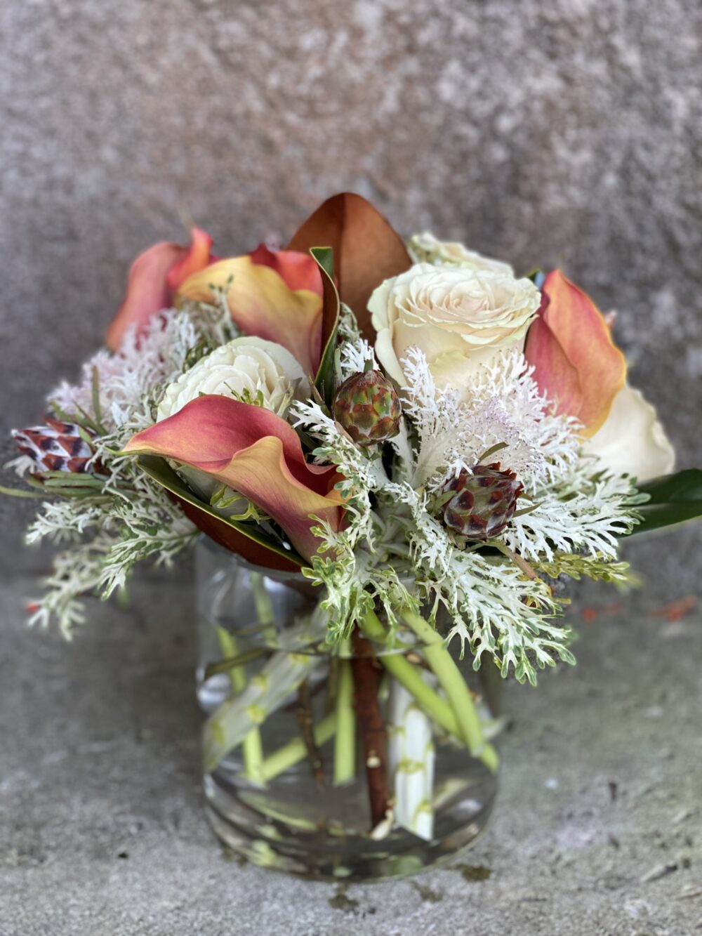 Brown Sugar Low and Lush Holiday Floral Arrangement