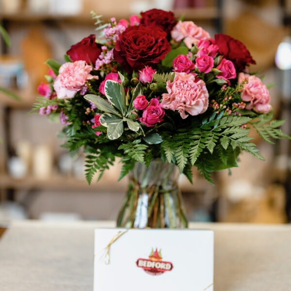 Valentine's Day Rose Flower Arrangement with Bedford Candy Bar