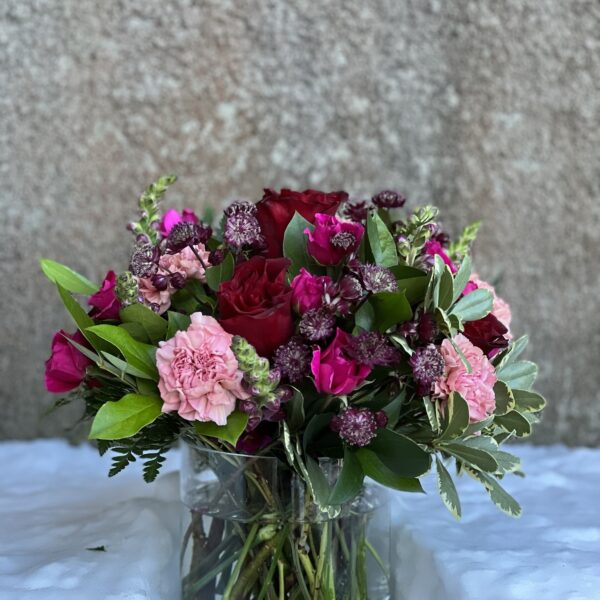 Romantic Low and Lush Floral Arrangement