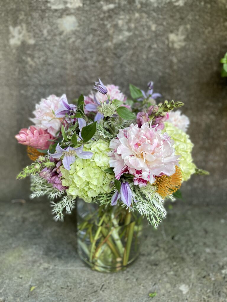 Spring flower arrangement by Bedford Village Flower Shoppe