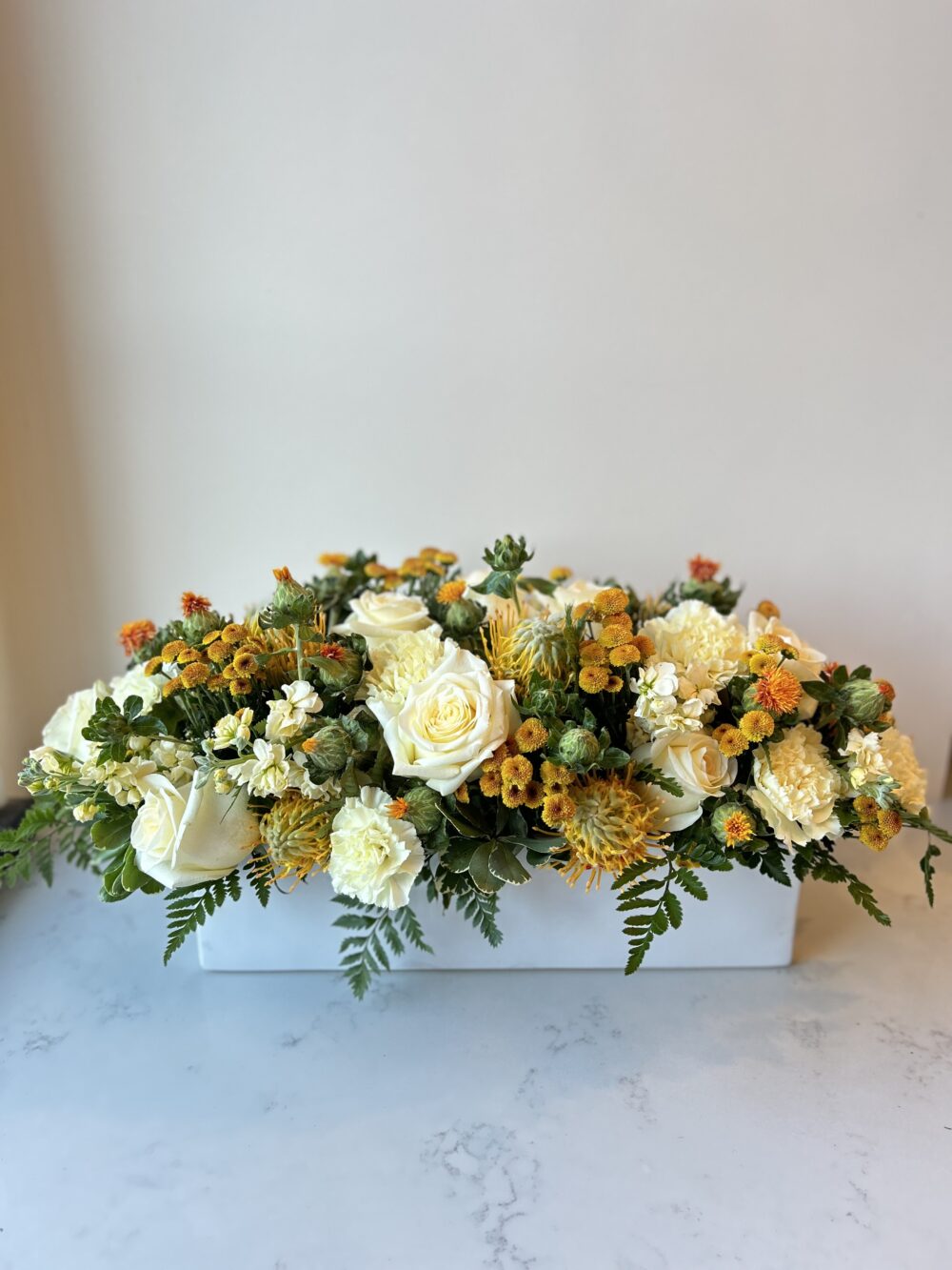 Yellow, Whites and Oranges Dining Centerpiece